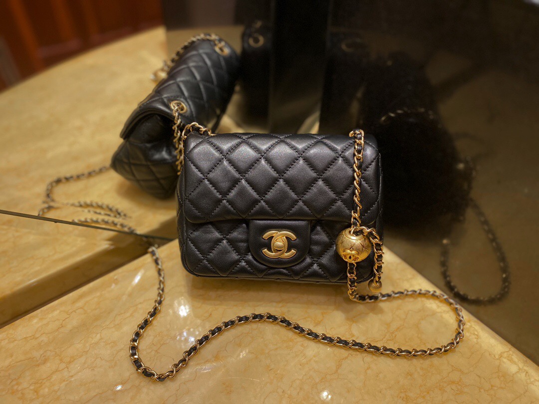 CHANEL 口盖包 配以手柄 羊皮革与金色金属 黑色-奢品网包包腕表之家